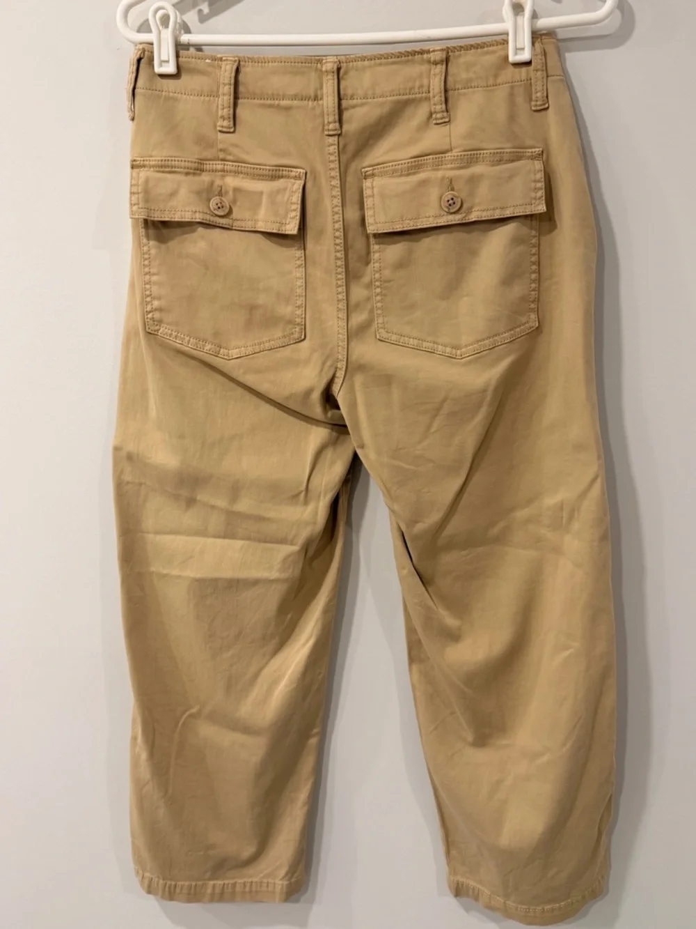 Liverpool Los Angeles Wide Leg Crop Mid Rise Cargo Pants Tan Size 6/28 - Picture 7 of 13